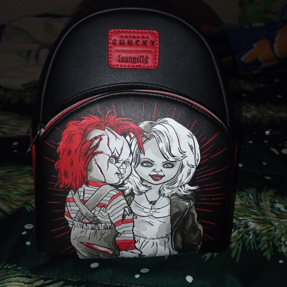 Loungefly Chucky and Tiffany Black Backpack - Picture 2 of 6